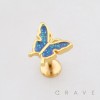 SPARKLING BUTTERFLY GLITTER CHARM THREADLESS LABRET SET 316L SURGICAL STEEL